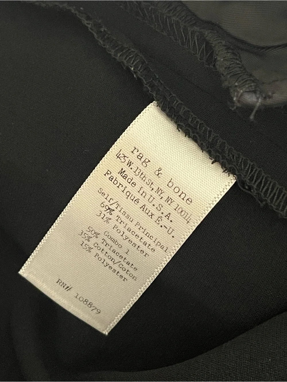 Rag and bone Black Drawstring Pants with Satin Waistband large